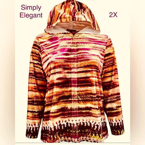 NWOT Simply Elegant Women Long Sleeve Velvet Zip Up Hoodie Jacket